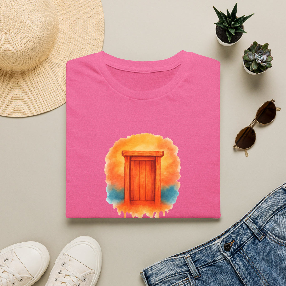 Wooden Door Illustration T-Shirt