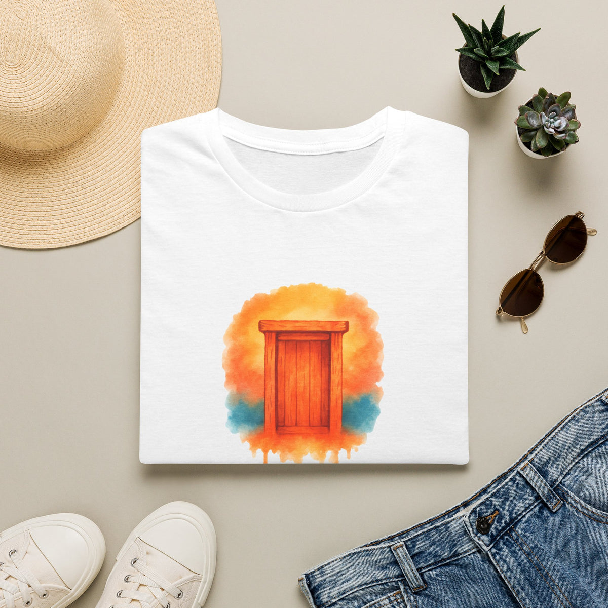Wooden Door Illustration T-Shirt