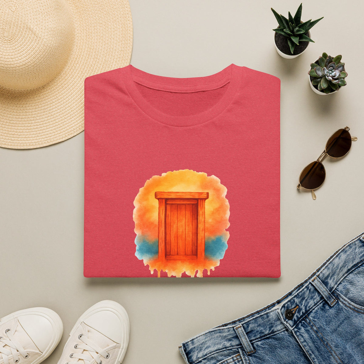 Wooden Door Illustration T-Shirt